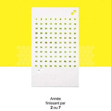 Pastilles Numérotées Jaunes Pour Marquage De Reine (99 Numéros) 3 Pastilles Numérotées Jaunes Pour Marquage De Reine (99 Numéros)